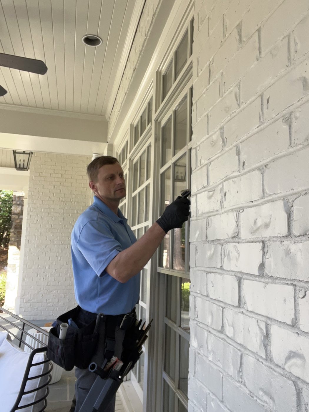 Porch window cleaning